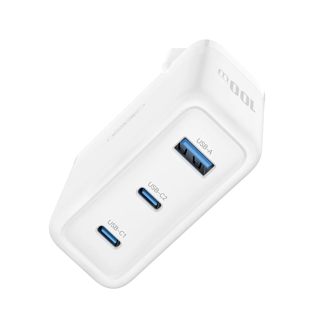 XO Design CE35 Network Charger, 100W, 5A, 1 x USB-A - 2 x USB-C, White - Image 3