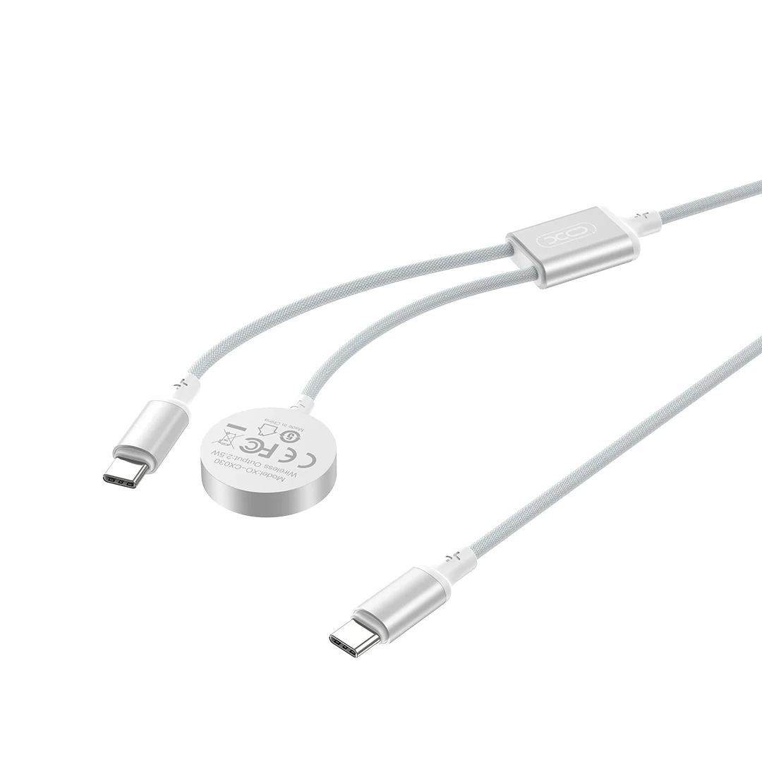 XO Design CX030 Wireless Charger for Apple Watch Series, USB-C, White - Image 2