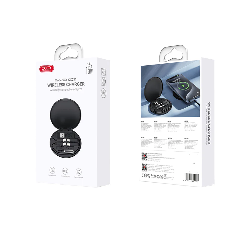 XO Design CX031 Wireless Network Charger, 15W, 1.67A, Black - Image 4