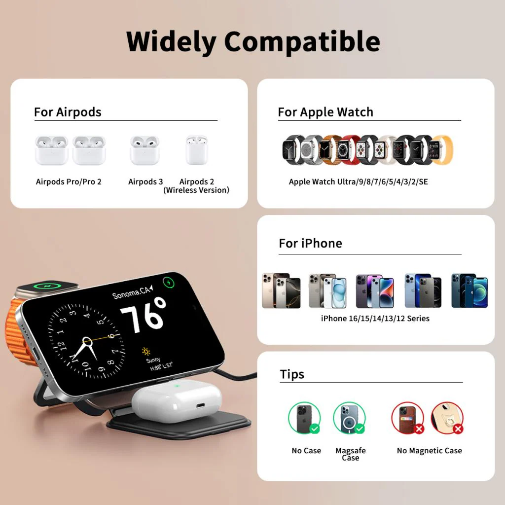 XO Design CX035 3in1 Wireless Network Charger, 15W, 1.67A, Black - Image 11