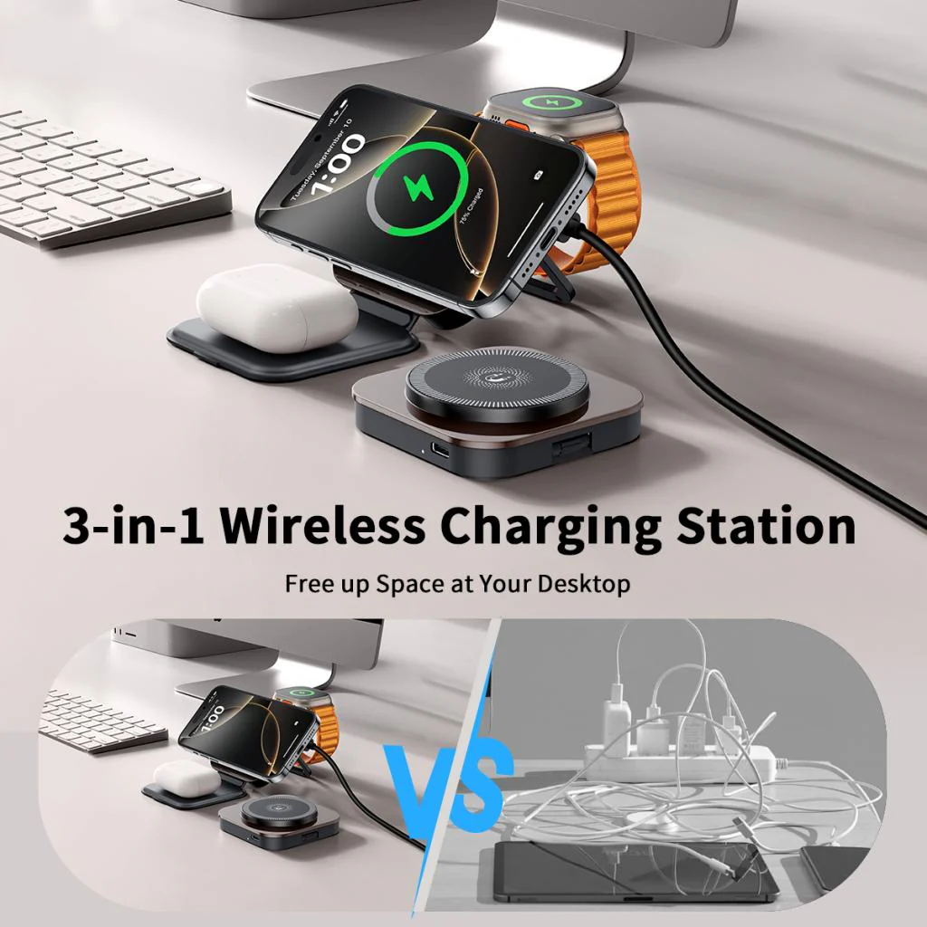 XO Design CX035 3in1 Wireless Network Charger, 15W, 1.67A, Black - Image 7