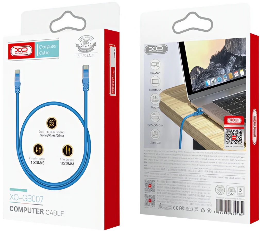 XO Design GB007 Network Cable, UTP, Cat6, 1m, Blue - Image 4