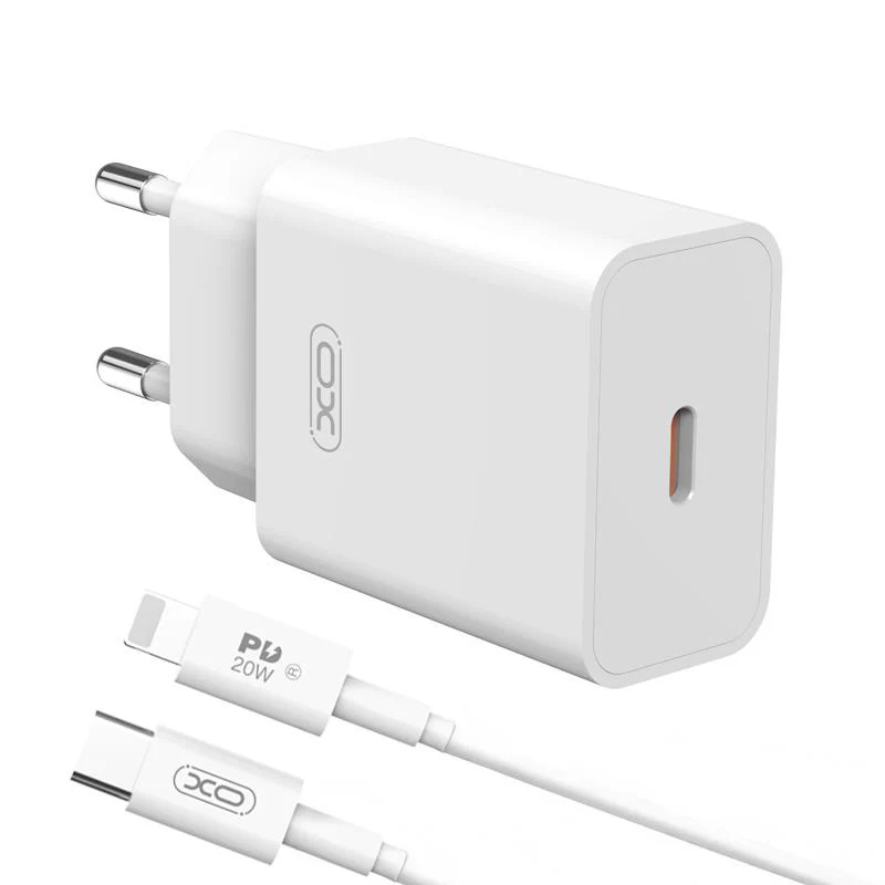XO Design L126 Lightning Cable Wall Charger, 20W, 3A, 1 x USB-C, White - Image 2