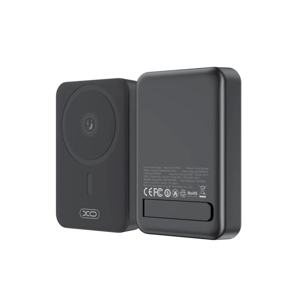 XO Design PR231 Wireless External Battery, 10000mAh, 20W, PD + FQI, 1 x QI - 1 x USB-C, Black - Image 3