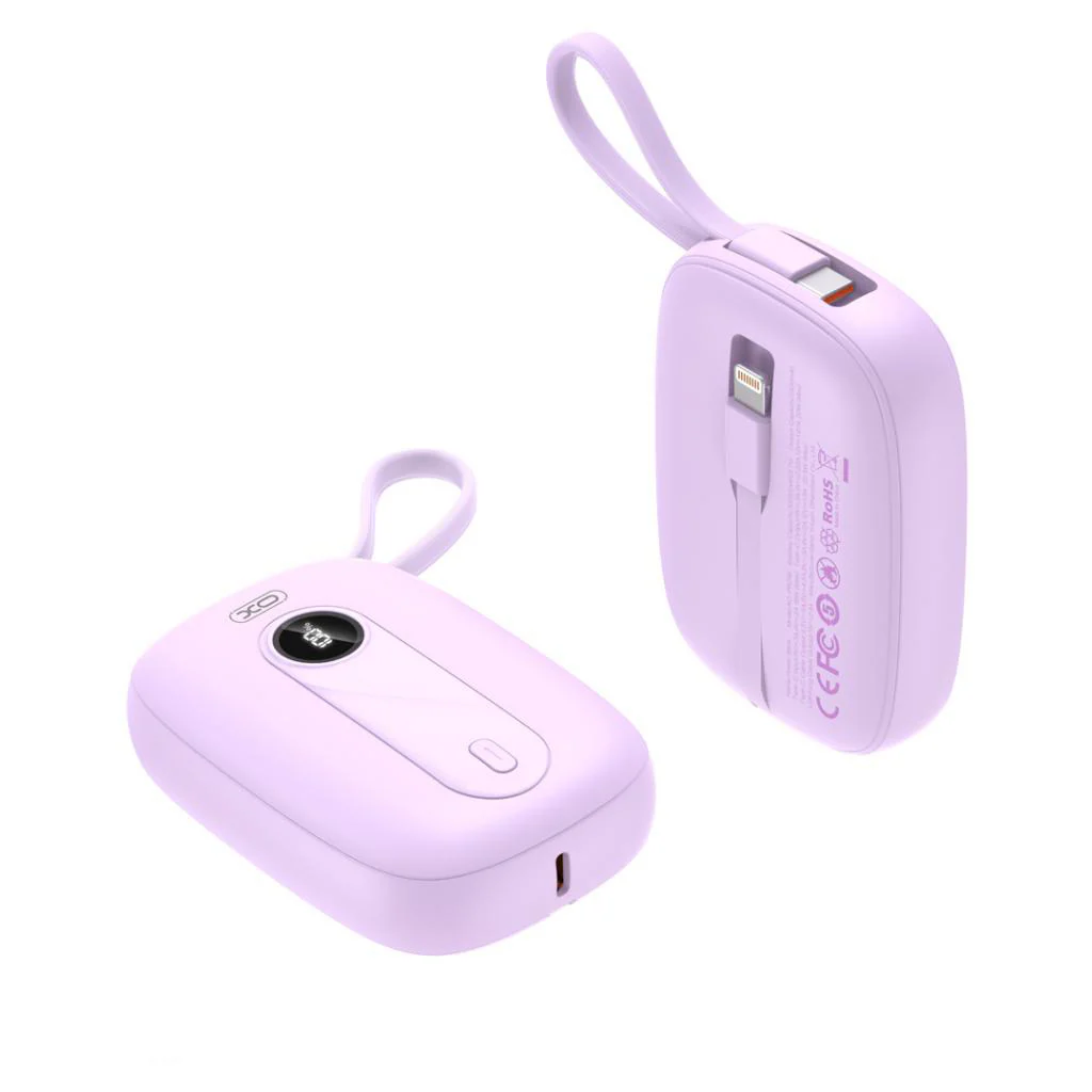 XO Design PR246 External Battery, 10000mAh, 22.5W, PD, 1 x Lightning - 2 x USB-C, Purple - Image 2