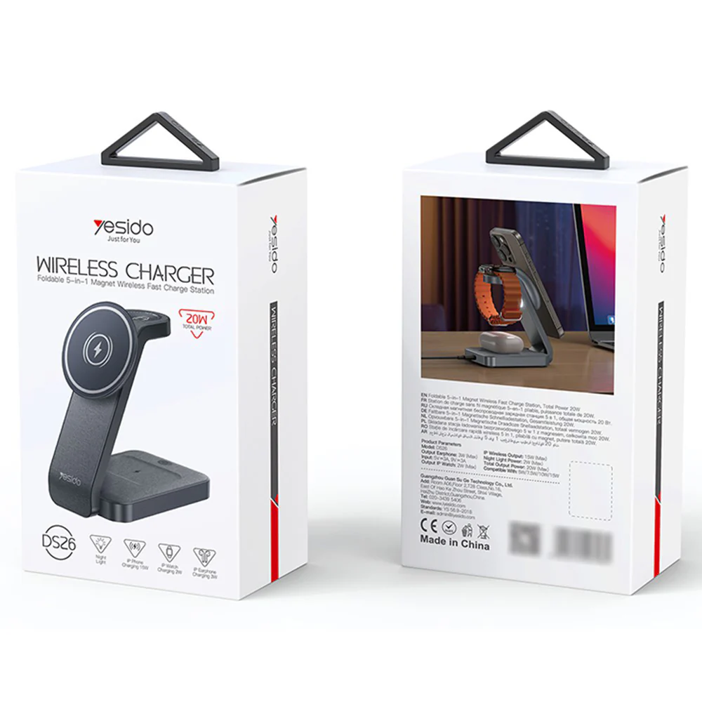 Yesido DS26 3in1 Wireless Network Charger, 15W, 1.67A, Gray - Image 9