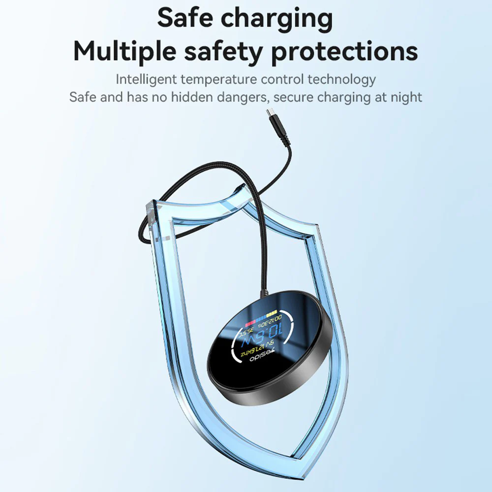 Yesido DS28 Display Wireless Network Charger, 15W, 1.67A, Black - Image 5