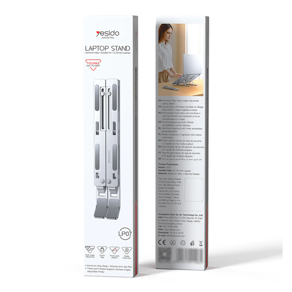 Yesido LP07 Support for 13inch - 20inch Laptop, Silver - Image 7