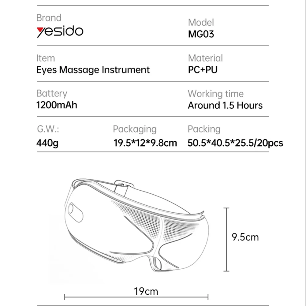 Yesido MG03 Eye Massage Device, White - Image 5