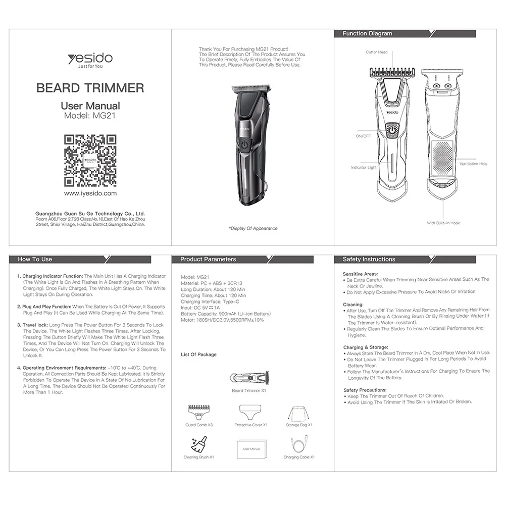 Yesido MG21 Shaver, Black - Image 6