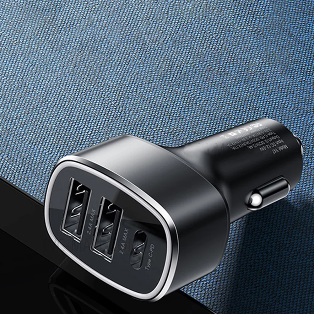 Yesido Y47 Car Charger, 49W, 3A, 2 x USB-A - 1 x USB-C, Black - Image 3