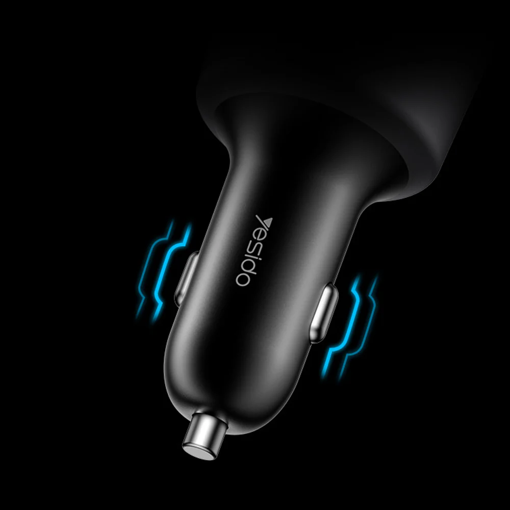 Yesido Y59 Car Charger, 200W, 5A, 1 x USB-A - 2 x USB-C, Black - Image 4