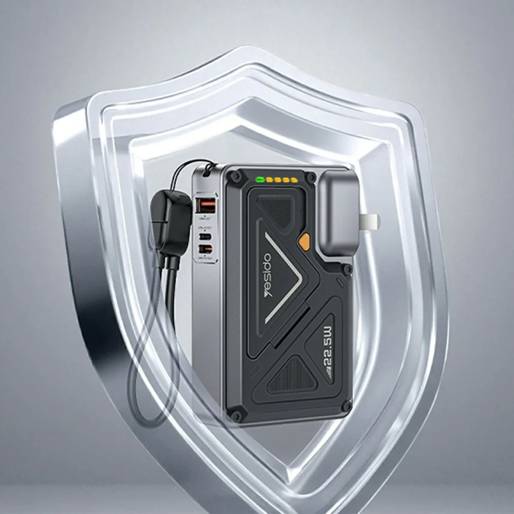 Yesido YP89 External Battery, 10000mAh, 22.5W, QC + PD + FQI, 1 x Lightning - 1 x QI - 1 x USB-A - 1 x USB-C, Gray - Image 6